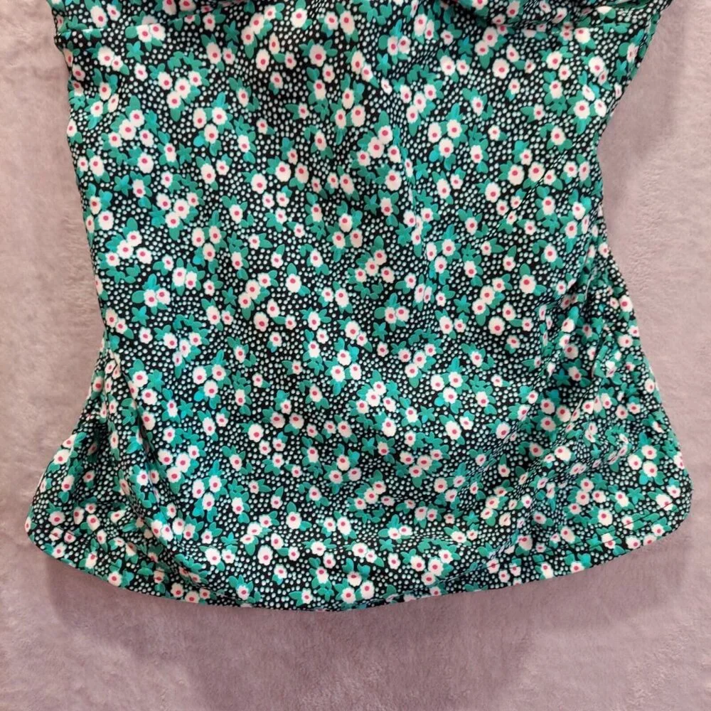 Croft & Barrow Tankini Top Womens 8 floral Green black adjust straps ditsy flora